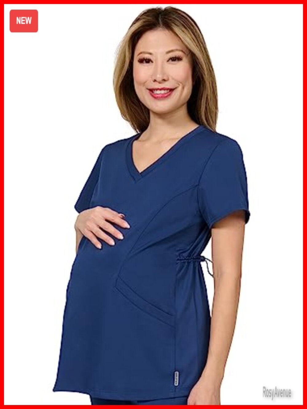 Maternity Scrubs Top 4-Way Stretch V-Neck Short Sleeve Medical Uniform